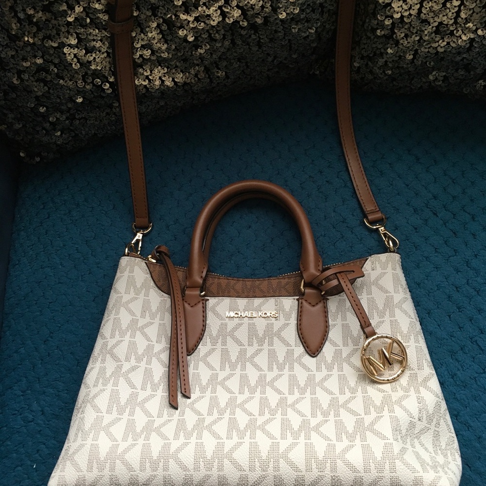 Michael Kors Brown and Cream Satchel, new with tags. Authentic!